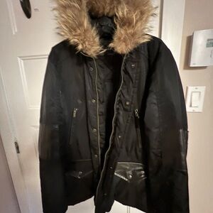 Men's Black Fur-Trimmed Parka